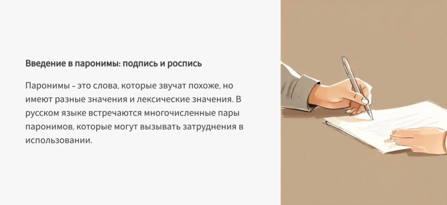 Паронимы подпись и роспись